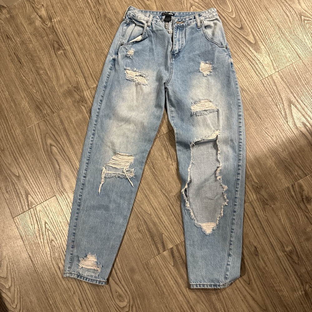 Fashion Nova Light Blue Distressed Jeans